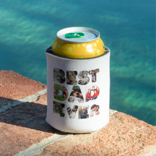 Personalized modern 11 photo Best dad ever Can Cooler