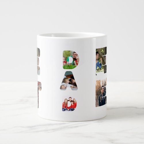 Personalized modern 11 photo Best dad ever Fathers Giant Coffee Mug