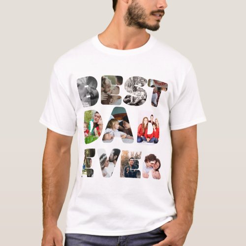 Personalized modern 11 photo Best dad ever T_Shirt