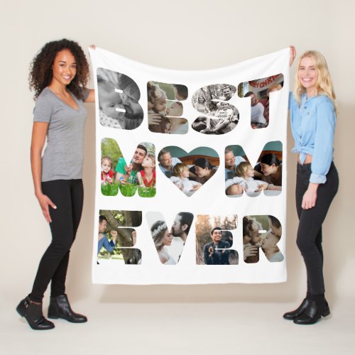 Personalized modern 11 photo Best mom ever Fleece Blanket