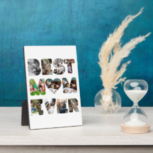 Personalized modern 11 photo Best mom ever Plaque
