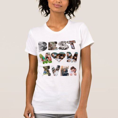 Personalized modern 11 photo Best mom ever T_Shirt