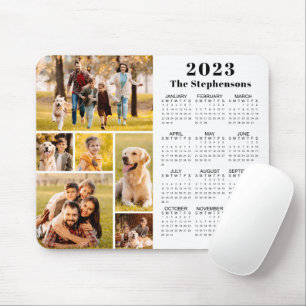 Personalized Modern 2023 Calendar 6 Photo Collage Mouse Pad