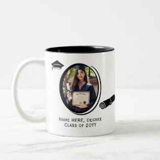 Personalized Modern 2-Photo Graduation Diploma Cap