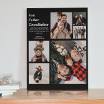 Personalized Modern 3 Generations | 6 Photo Plaque<br><div class="desc">Surprize your son, father or grandfather with this personalized 3 generations photo plaque, for fathers day, birthdays and more. the plaque features 6 photo's and text that reads 'SON, FATHER, GRANDFATHER, A TEMPLATE MESSAGE' and is personalized with their names. The plaque is easily personalized and the background, font styles, size,...</div>