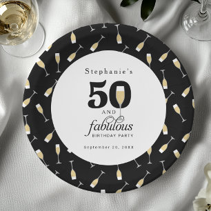Personalized Modern 50 and Fabulous Birthday Paper Plates
