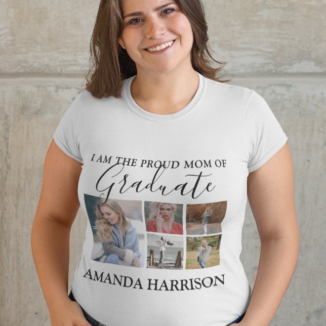 Personalized Modern | 5 Photo | Graduation T-Shirt (Creator Uploaded)