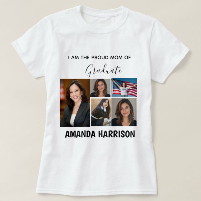 Personalized Modern 5 photo graduation Tshirt (Design Front)
