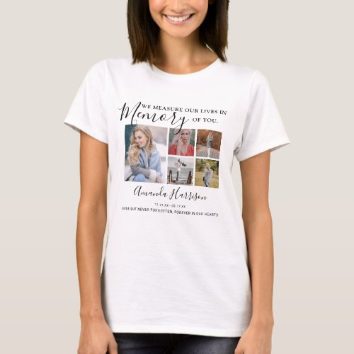 Personalized Modern  9 Photo  Memorial  T_Shirt
