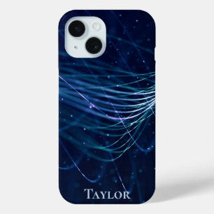 Personalized Modern Abstract Blue iPhone 15 Case