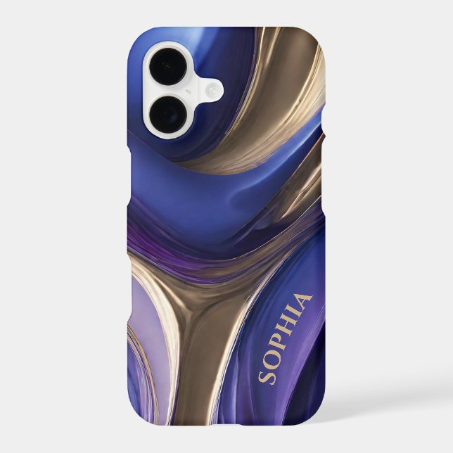 Personalized Modern Abstract-Blue, Purple and Gold iPhone Case (Back)