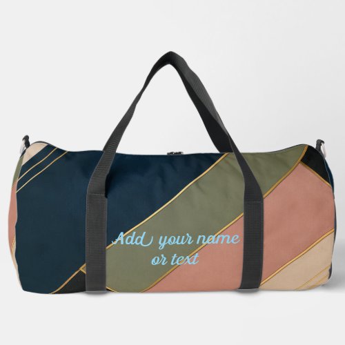 Personalized Modern Abstract Geometric Earth Tones Duffle Bag
