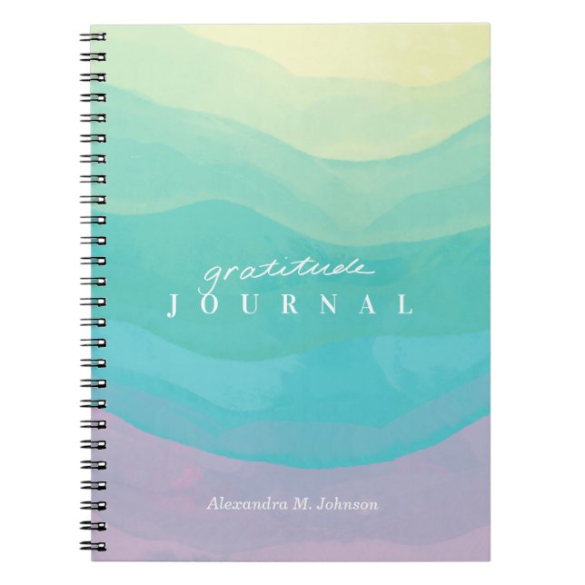 Personalized Modern Abstract Pastel Gratitude Note Notebook (Front)