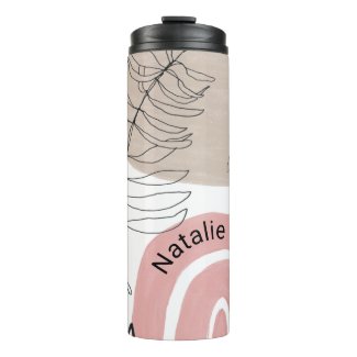 Personalized Modern Abstract Rainbow Botanical Thermal Tumbler