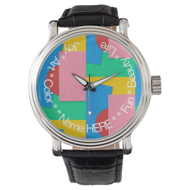 Personalized Modern Abstract Shape & Color Art Watch (Front)