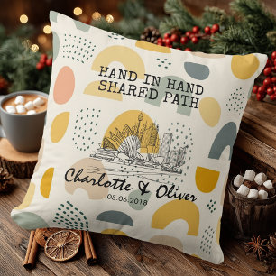Personalized Modern Abstract Skyline Couple Pillow