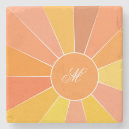 Personalized Modern Abstract Sun Design |  Stone Coaster