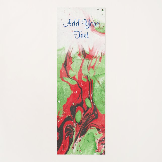 Personalized Modern Abstract Template Red Green Yoga Mat (Front)