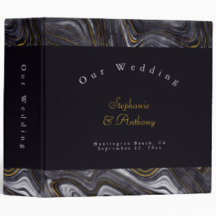 Personalized Modern  Agate Gray Wedding 3 Ring Binder