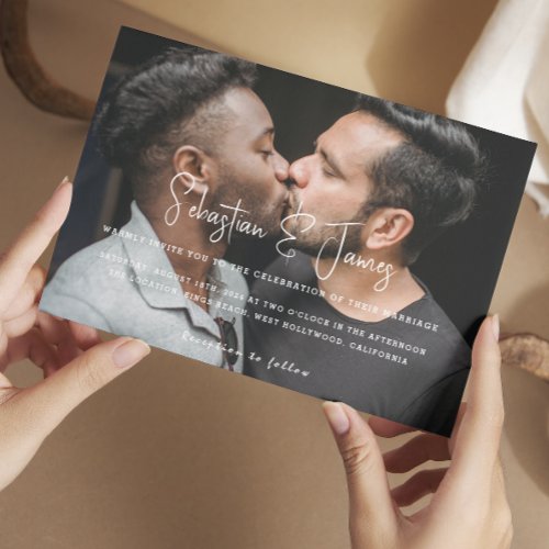 Personalized Modern and Stylish Photo Gay Wedding Invitation