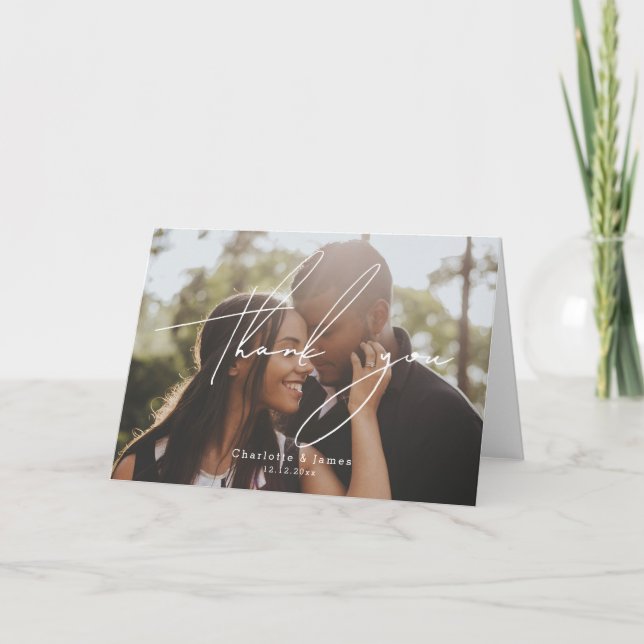 Personalized Modern and Stylish Photo Thank You Card (Front)