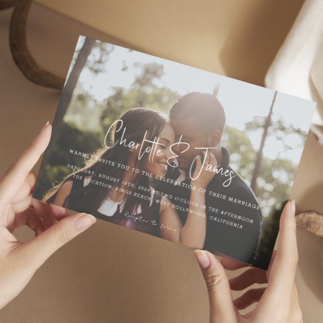 Personalized Modern and Stylish Photo Wedding Invitation (Personalized Modern and Stylish Photo Wedding Invitations from Ricaso. Stunning simple typography)