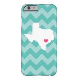 Personalized Modern Aqua Chevron Texas Heart Barely There iPhone 6 Case