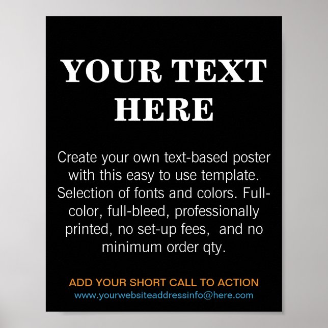 Personalized Modern Author Text Black Poster (Front)