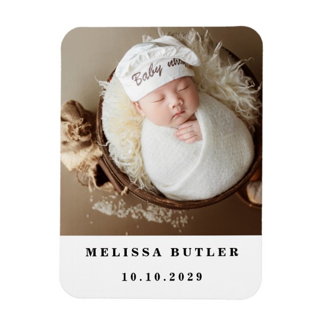 Personalized Modern Baby Photo Magnet (Vertical)
