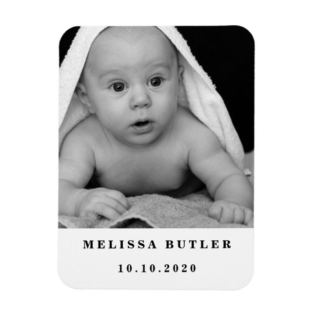 Personalized Modern Baby Photo Magnet (Vertical)