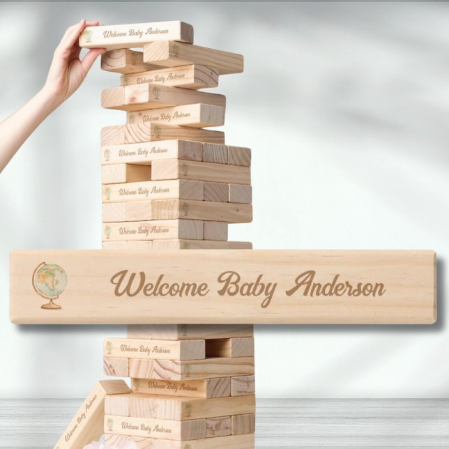 Personalized Modern Baby Shower Signed Blocks Topple Tower (Personalized Modern Baby Shower Signed Blocks Topple Tower)