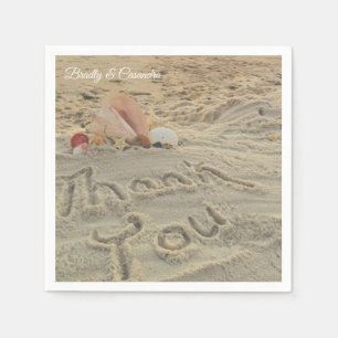 Personalized Modern Beach Wedding Shells Thank you Napkins