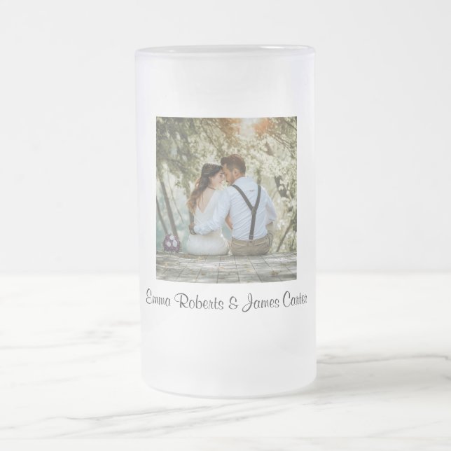 Personalized Modern Beer Glass Frosted Glass Beer Mug (Center)