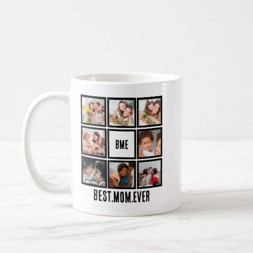 Personalized Modern Best Mom Ever 8 Photo Collage Coffee Mug