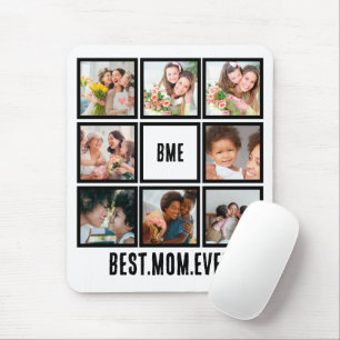 Personalized Modern Best Mom Ever 8 Photo Collage Mouse Pad