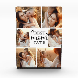 Personalized Modern Best Mom Ever Photo Collage Block