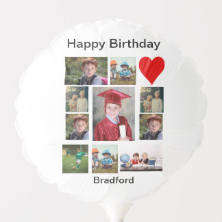 Personalized Modern Birthday 11 Photo Collage Balloon