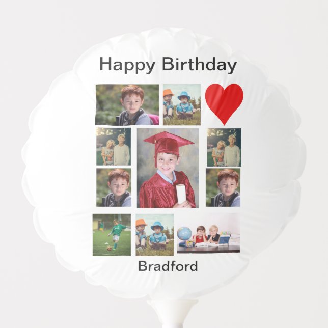 Personalized Modern Birthday 11 Photo Collage   Balloon (Front)