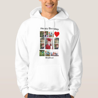 Personalized Modern Birthday 11 Photo Collage Hoodie