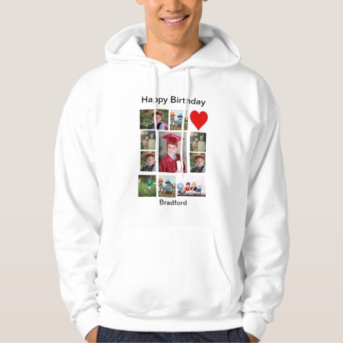 Personalized Modern Birthday 11 Photo Collage   Hoodie