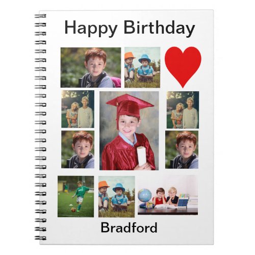 Personalized Modern Birthday 11 Photo Collage   Notebook