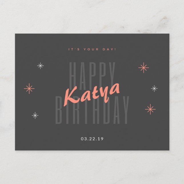 Personalized - Modern Birthday Postcard (Front)