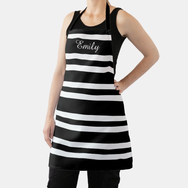 Personalized Modern Black And White  Apron (Insitu)