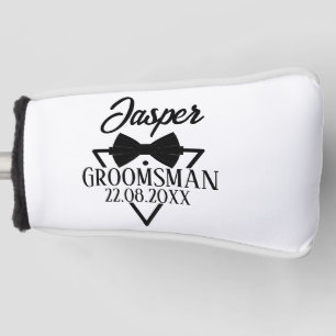 Personalized Modern Black and White Bow Tie Grooms Golf Head Cover