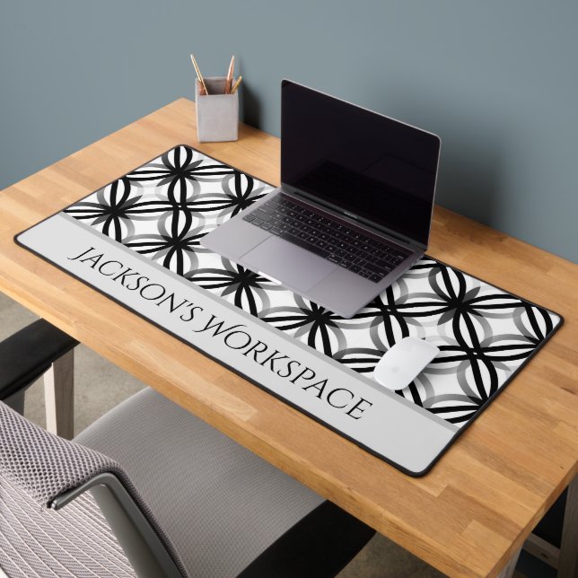 Personalized Modern Black and White Desk Mat (Office 2)