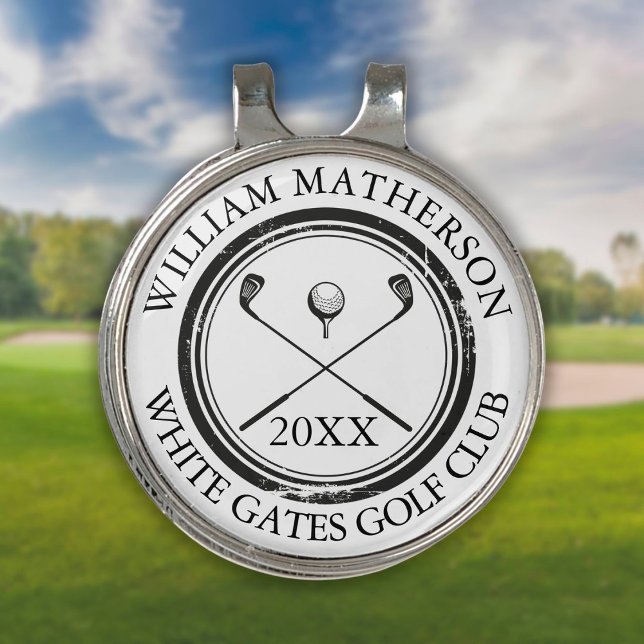 Personalized Modern Black and White Golf Hat Clip (Creator Uploaded)