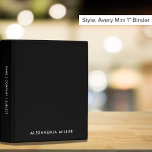 Personalized Modern Black and White Mini Binder<br><div class="desc">Keep your documents organized and stylish with this personalized modern black and white mini binder. The design features your name in a bold modern sans serif font in the lower thirds, with white font on a black background. The spine also features customizable text in the same modern sans serif font....</div>