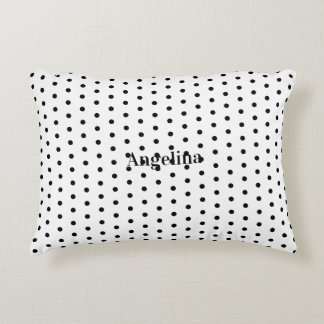 Personalized Modern Black and White Polka Dot  Accent Pillow