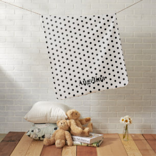 Personalized Modern Black and White Polka Dot Baby Blanket
