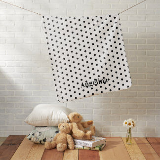 Personalized Modern Black and White Polka Dot  Baby Blanket